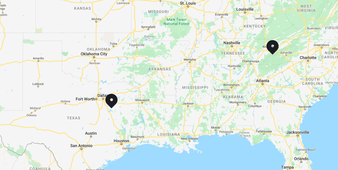 Map showing office locations
